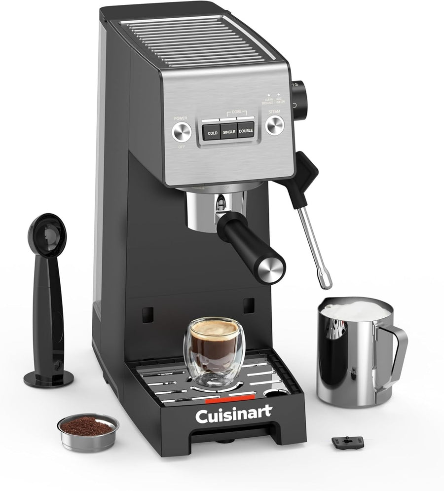 Slim Espresso Machine 15 Bar Pressure Milk Frother Compact Latte Cappuccino