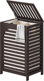 85L Bamboo Laundry Hamper with Lid Large Laundry Basket Removable Liner Brown