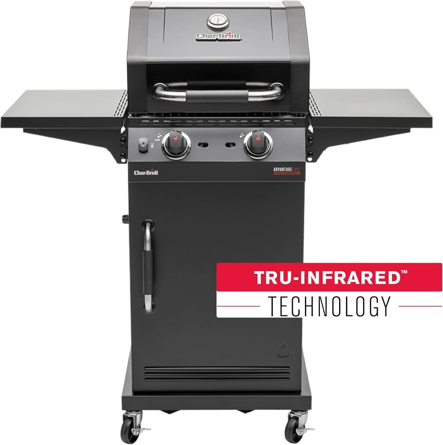 2 Burner Gas BBQ Grill with Infrared Heat, Folding Shelves & Cast Iron Grates