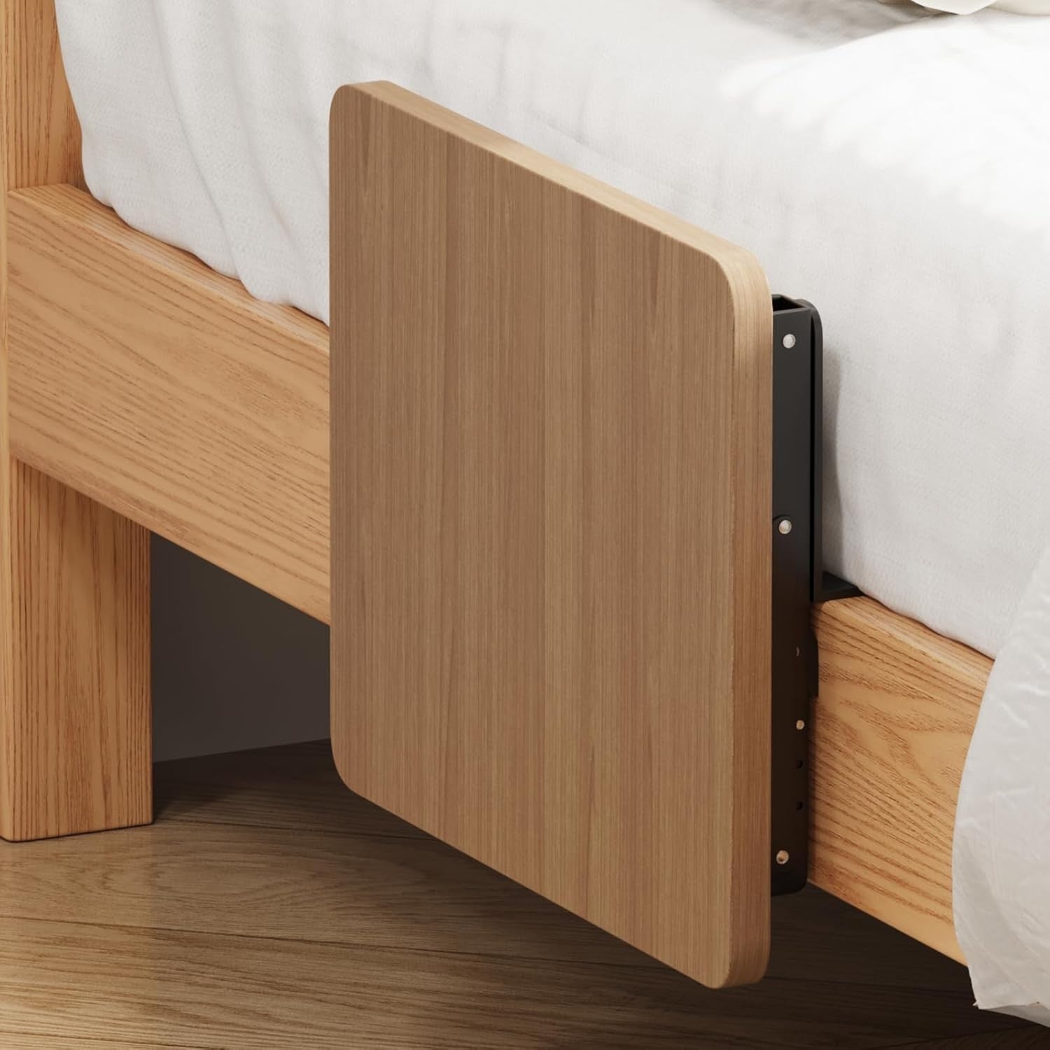 Floating Bedside Shelf Table for Small Spaces – Bed Clip-On Folding Tray