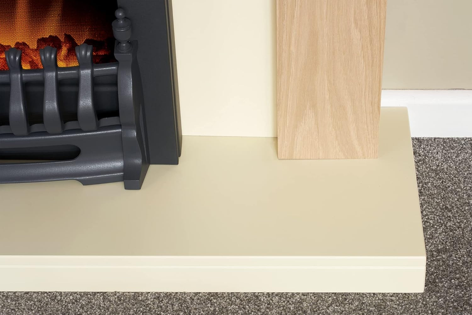43" Oak & Cream Electric Fireplace Wall Mount Heater 1-2kW LED Flame Effect