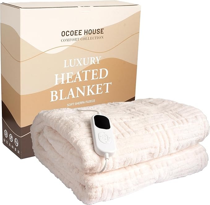 Luxury Electric Heated Throw Blanket King Sherpa Fleece 6 Heat Settings Washable
