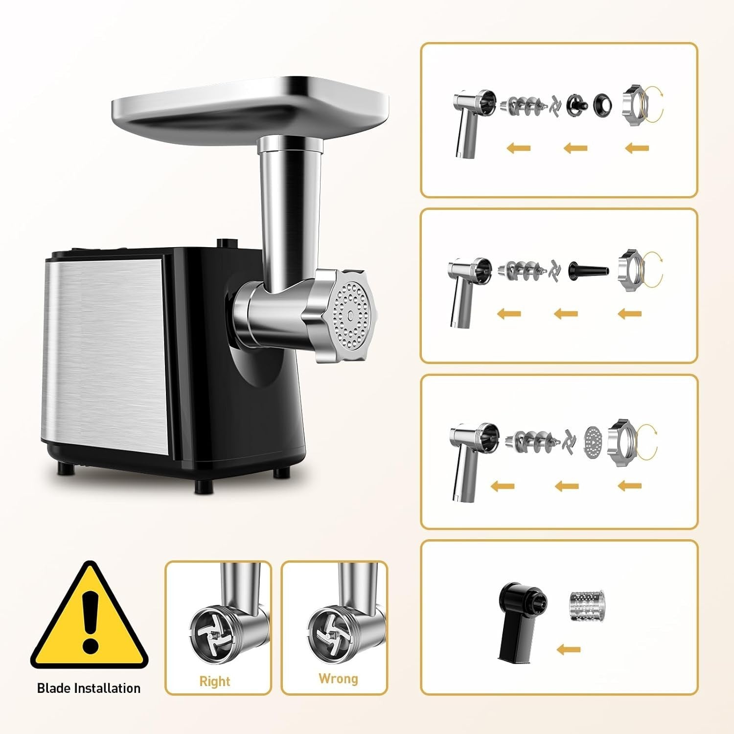 2000W Electric Meat Grinder Sausage Stuffer Food Mincer 8 Attachments