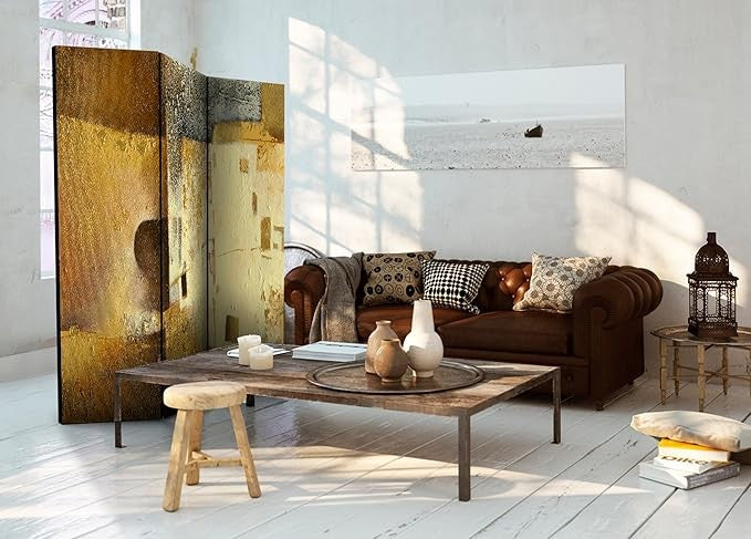 Warm Abstract Art Room Divider 135×172cm 3-Panel Foldable Privacy Screen
