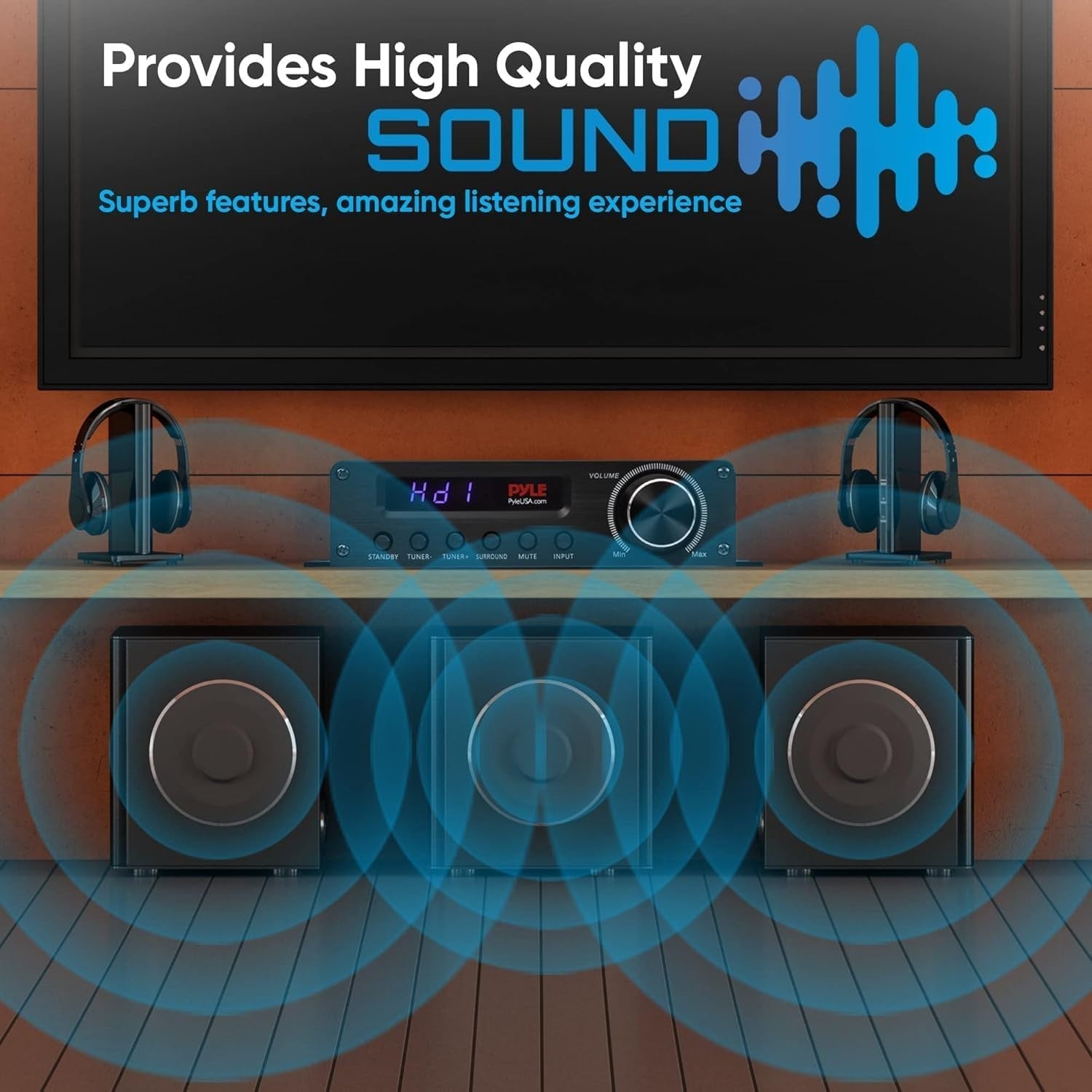 Bluetooth 5.1 Channel Stereo Amplifier Receiver FM AUX HDMI Home Theatre System