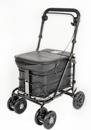 Folding 6 Wheel Mobility Shopping Trolley With Seat Handbrake Black