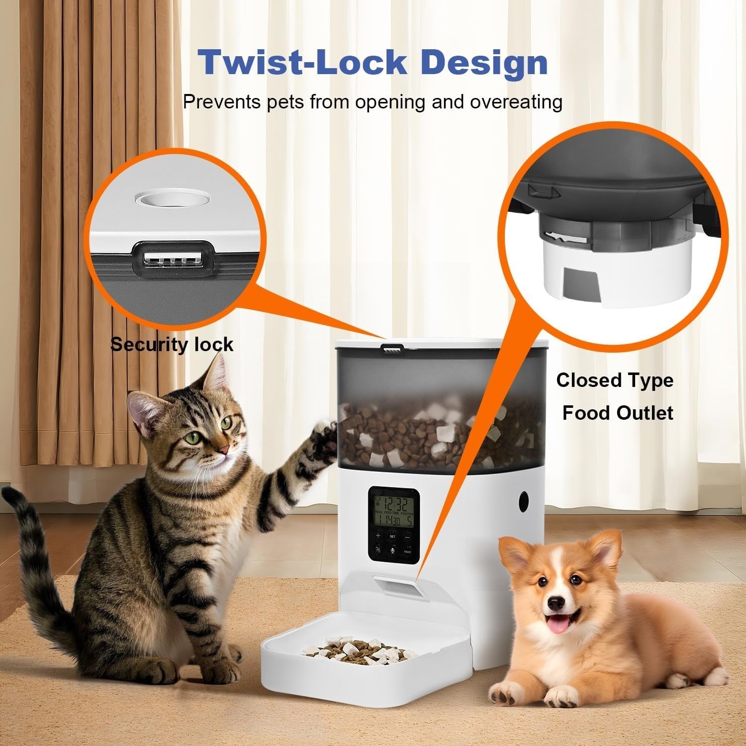 4L Automatic Pet Feeder Timed Food Dispenser 8 Meals Voice Recorder