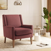 Red Wingback Accent Armchair Upholstered Lounge Wood Legs