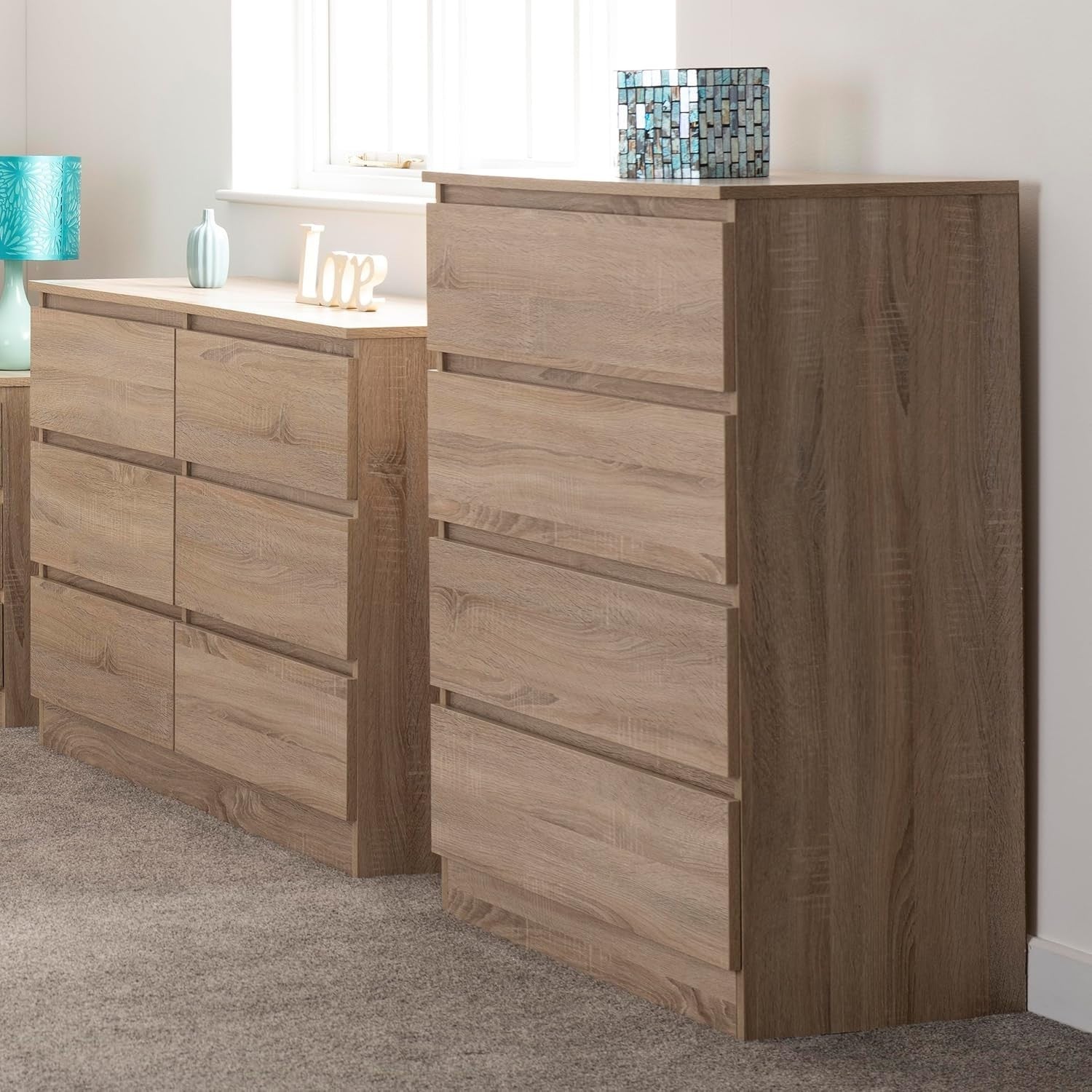 Sonoma Oak 4 Drawer Chest Storage Cabinet Wall Mount Bedroom Organizer