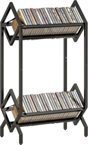 Metal CD Storage Rack 50 Disc Display Stand DVD Book Shelf Black 80cm