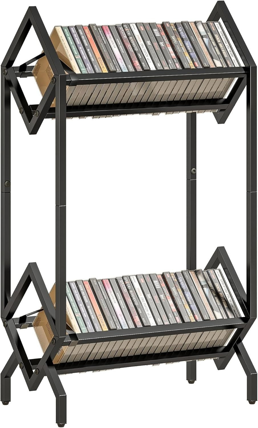 Metal CD Storage Rack 50 Disc Display Stand DVD Book Shelf Black 80cm