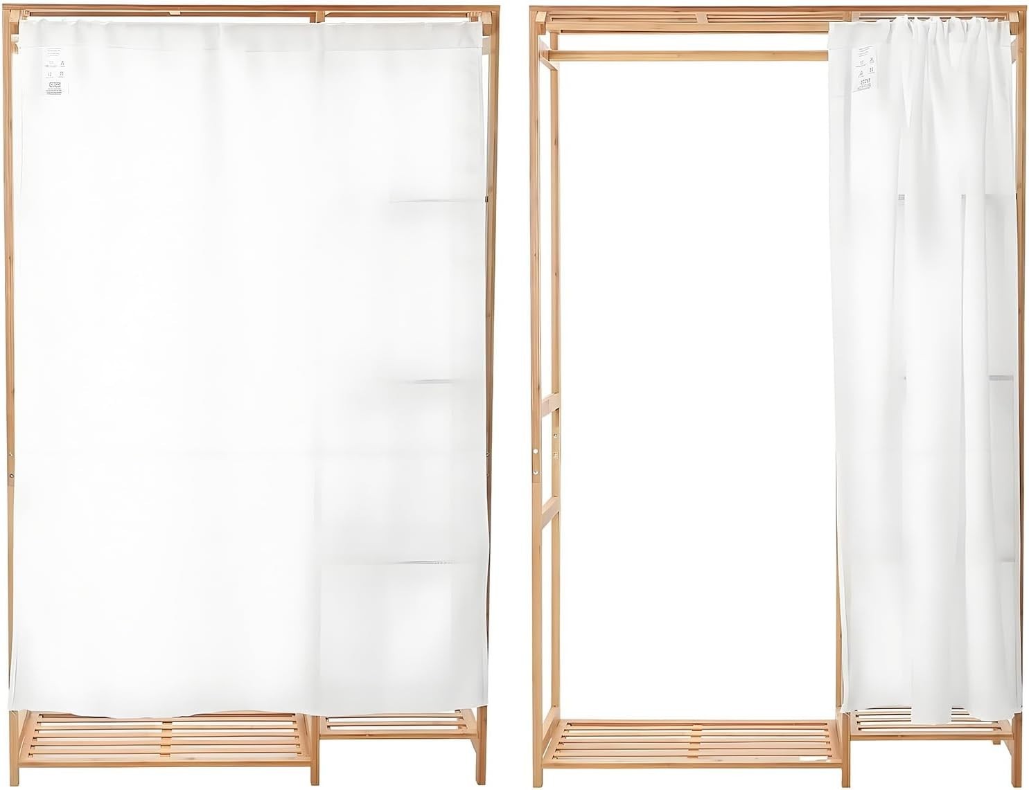 Bamboo Clothes Rail 147cm Garment Rack with 4 Shelves Open Wardrobe