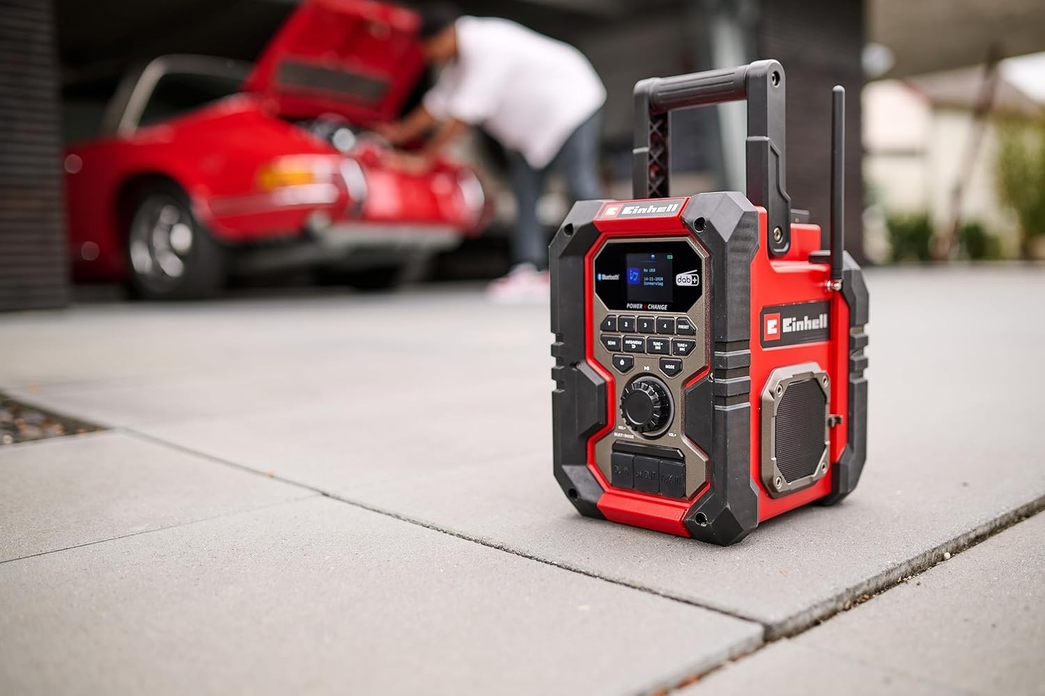 Cordless Building Site Radio DAB+/FM/Bluetooth USB, IP65, Red