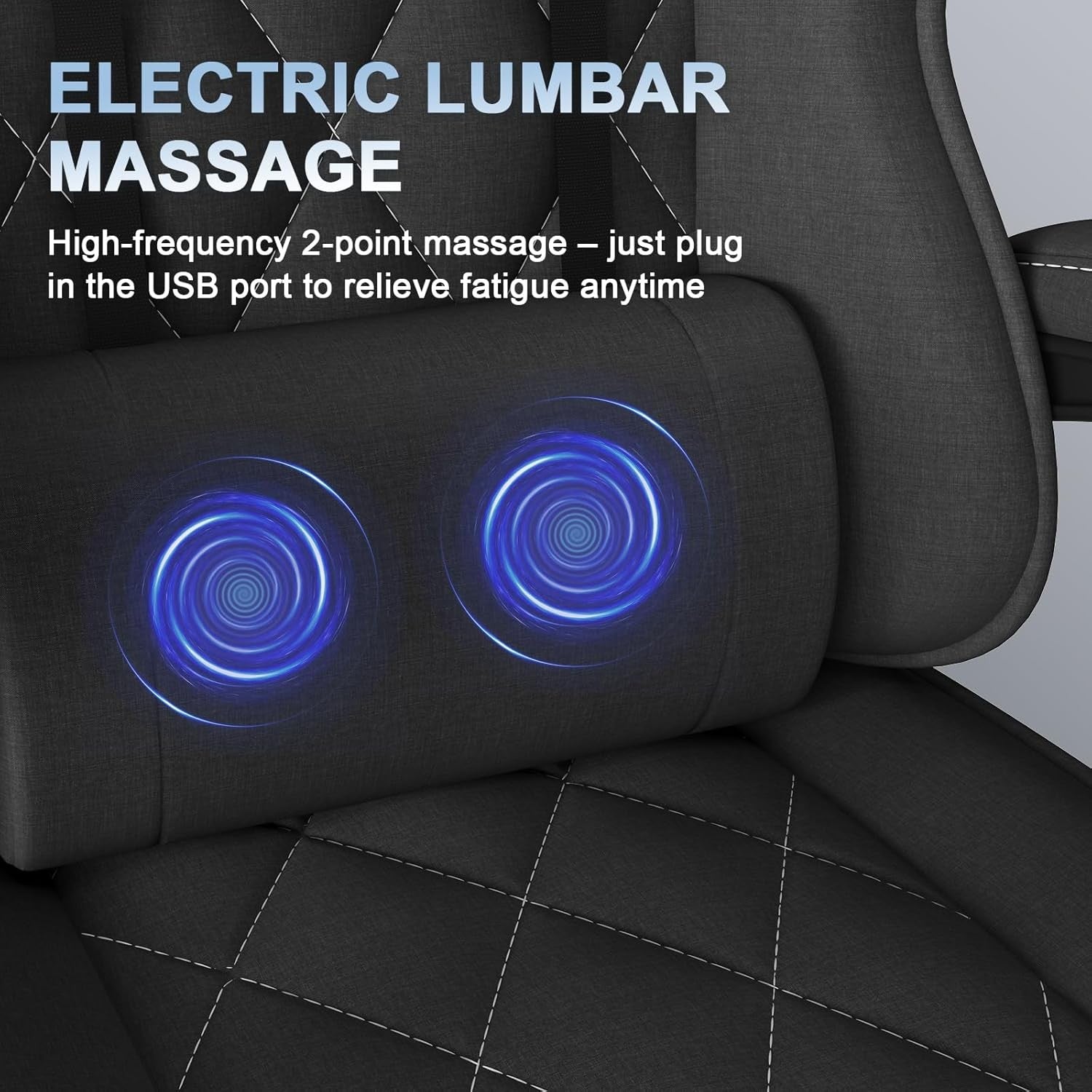Ergonomic Fabric Gaming Chair Recliner w/ Footrest & Massage