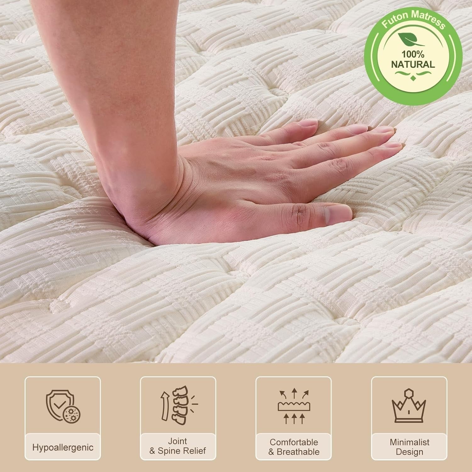 Queen Floor Futon Mattress 3.5" Thick Foldable Foam Tatami Sleeping Mat