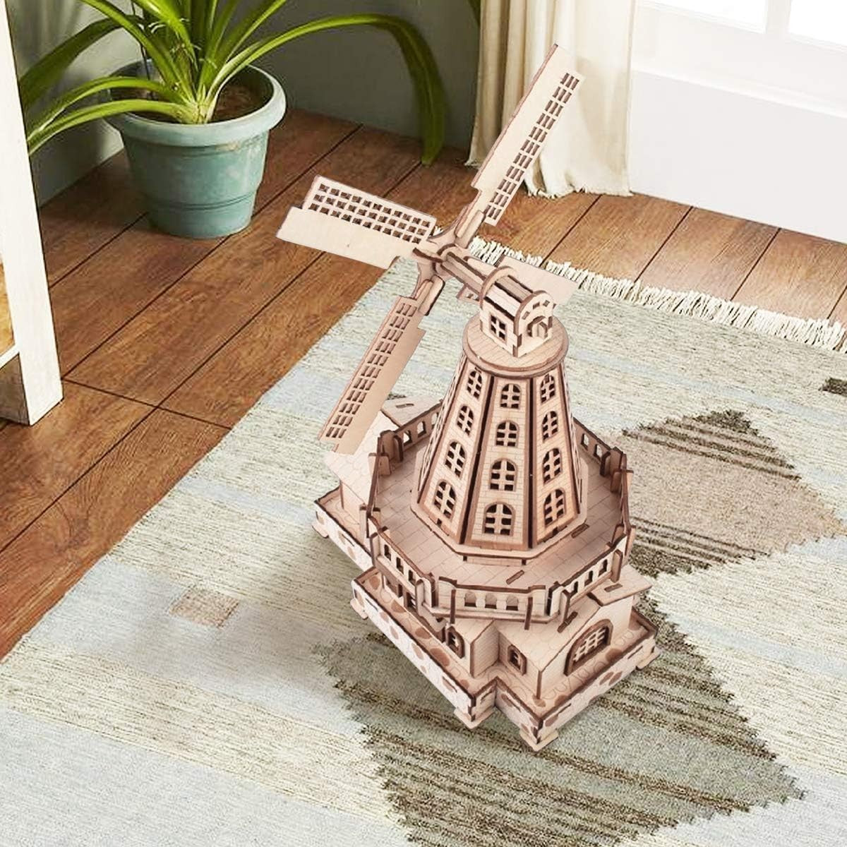 Wooden Windmill 3D Puzzle for Adults – DIY Craft Kit, Home Decor Gift
