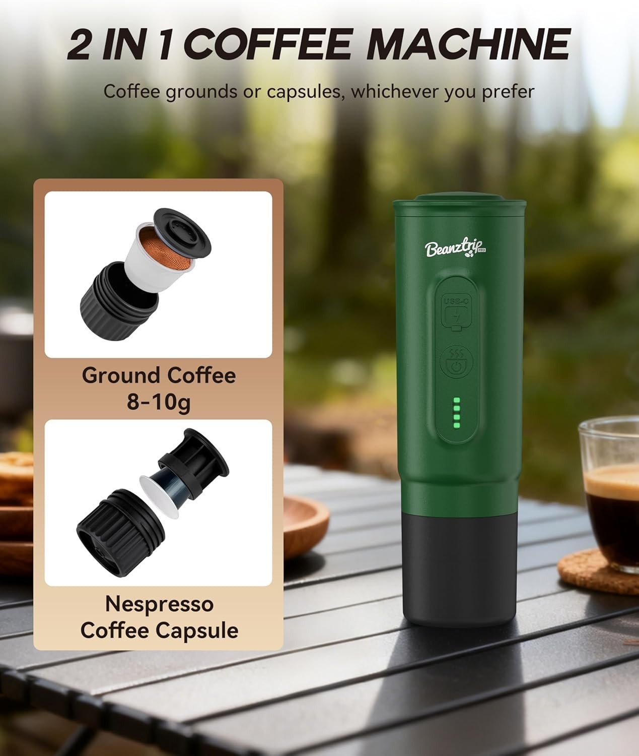 20-Bar Portable Espresso Maker | Mini Travel Coffee Machine | USB Rechargeable