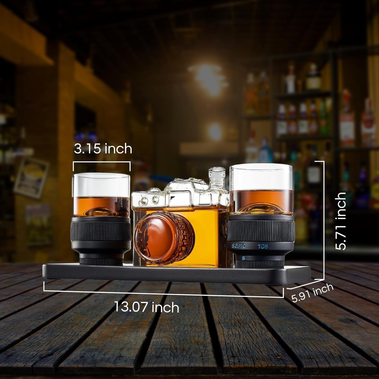 Camera-Shaped Whiskey Decanter Set with Glasses – Unique Gift for Photographers