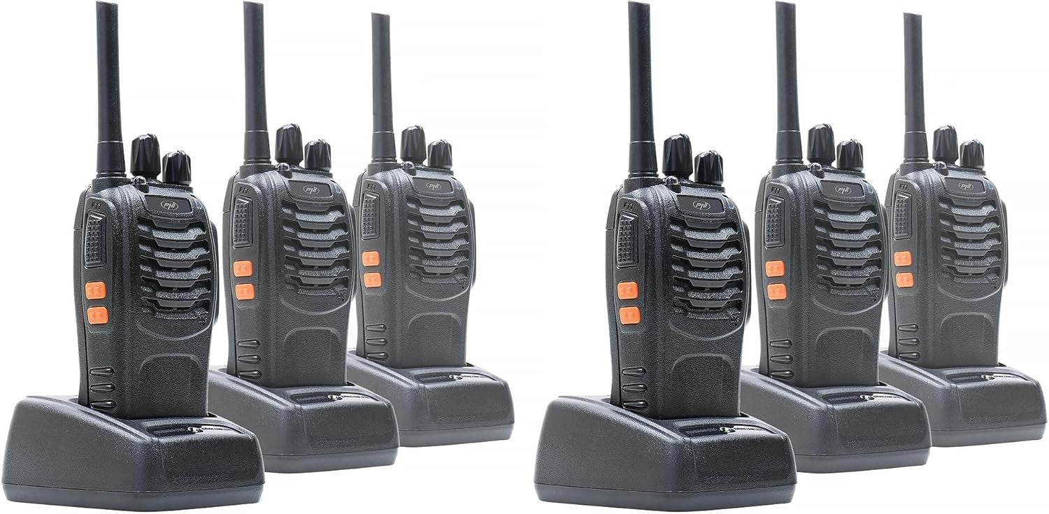 PMR446 Walkie Talkies 6 Pack Long Range 2 Way Radio w Headsets