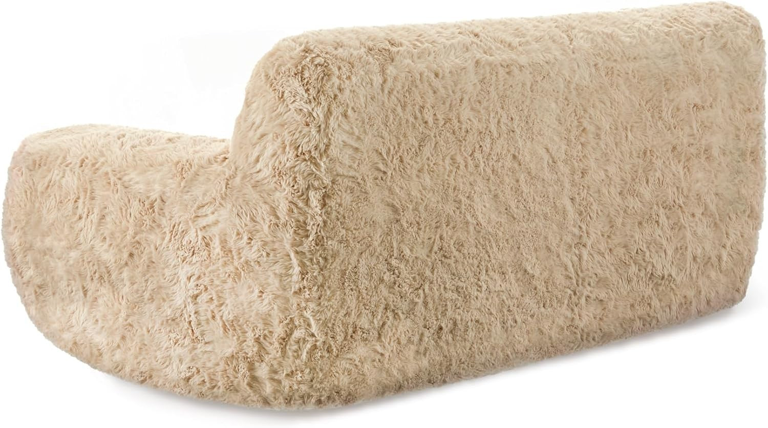 Luxury Fluffy 2 Seater Sofa Faux Fur Modern Round Nordic Beige Couch
