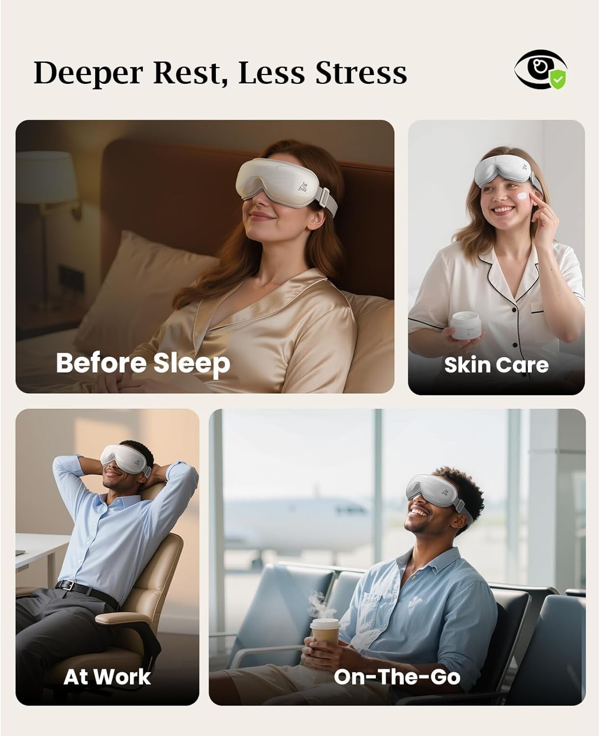 Eye Massager with Heat Compression Music Rechargeable Sleep Mask