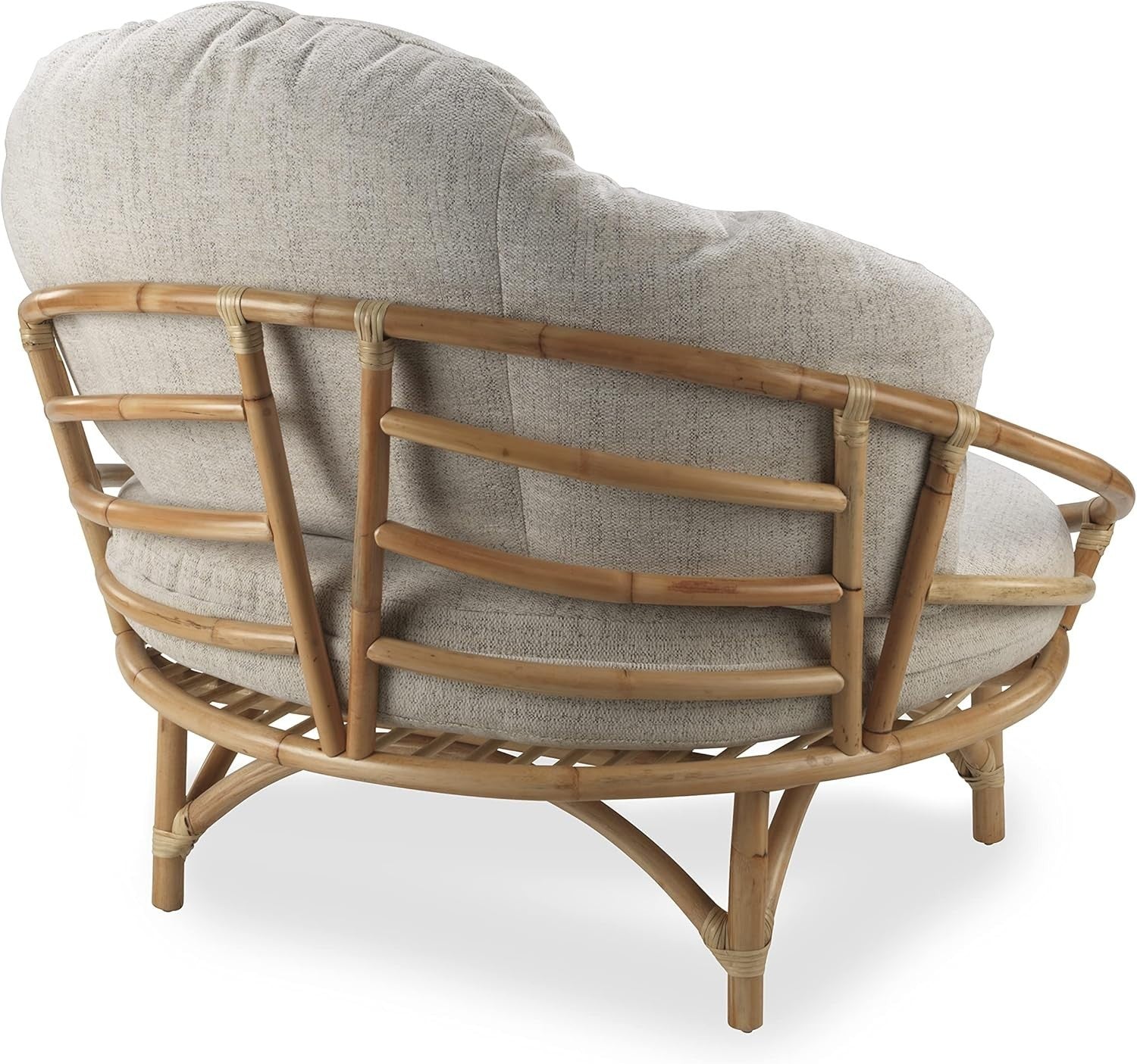 Natural Rattan Snuggle Chair Indoor Cane Lounge Seat with Deep Cushioned Comfort