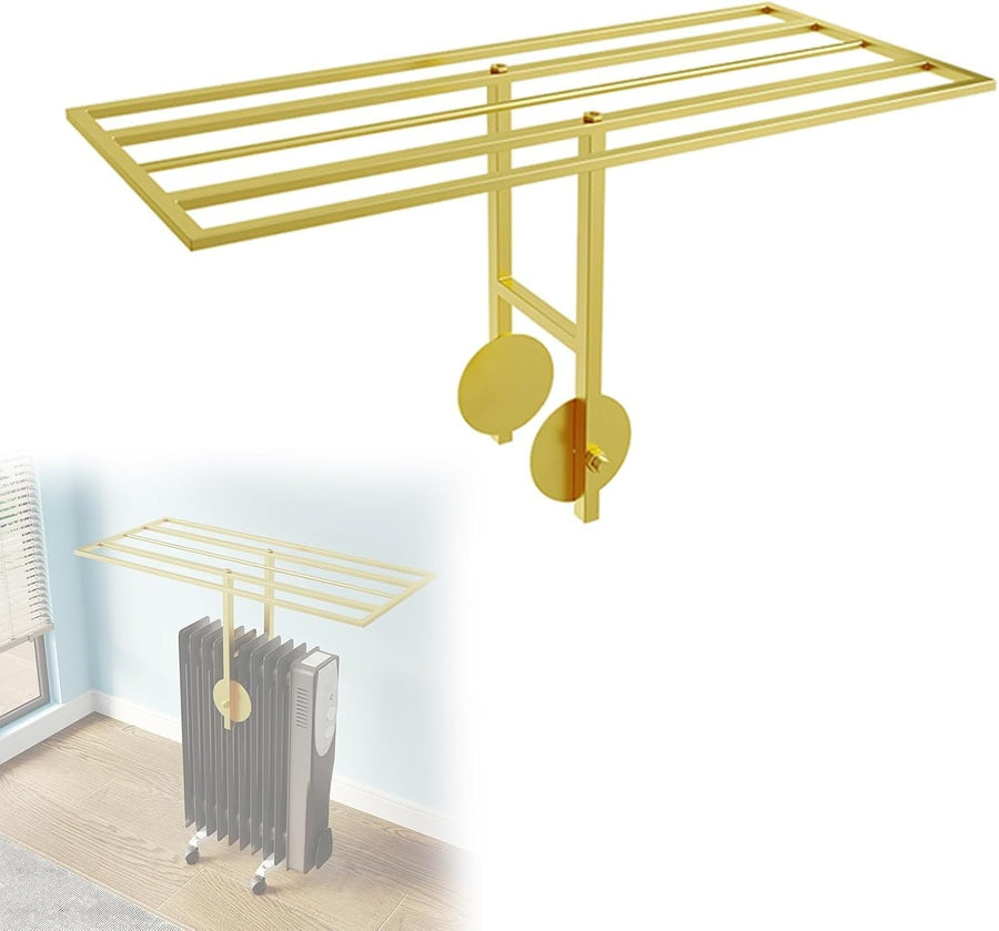 Indoor Adjustable Clothes Drying Rack for Radiator Heaters – Gold 80cm