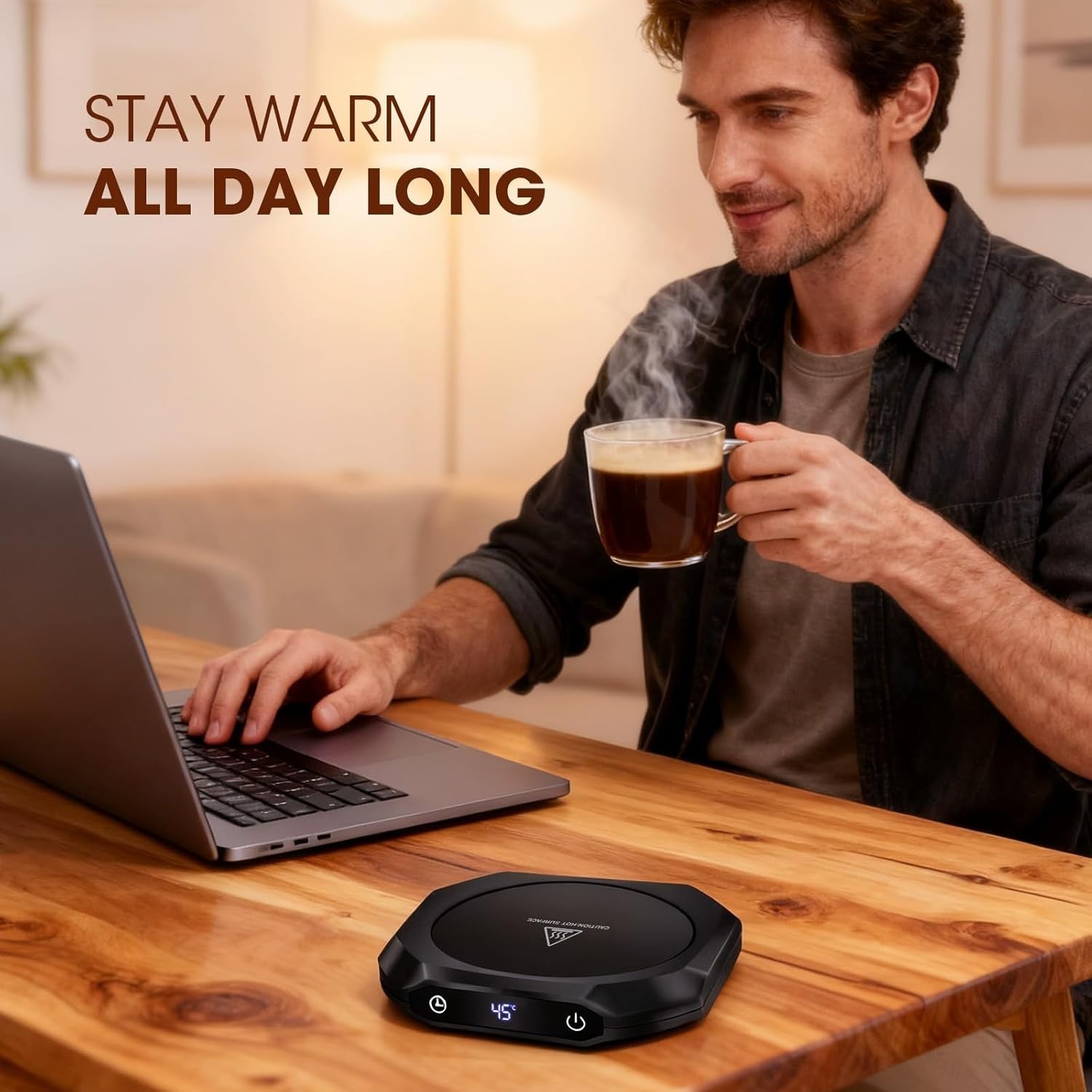 Coffee Mug Warmer 3 Temp 12H Auto Off Desk Cup Heater