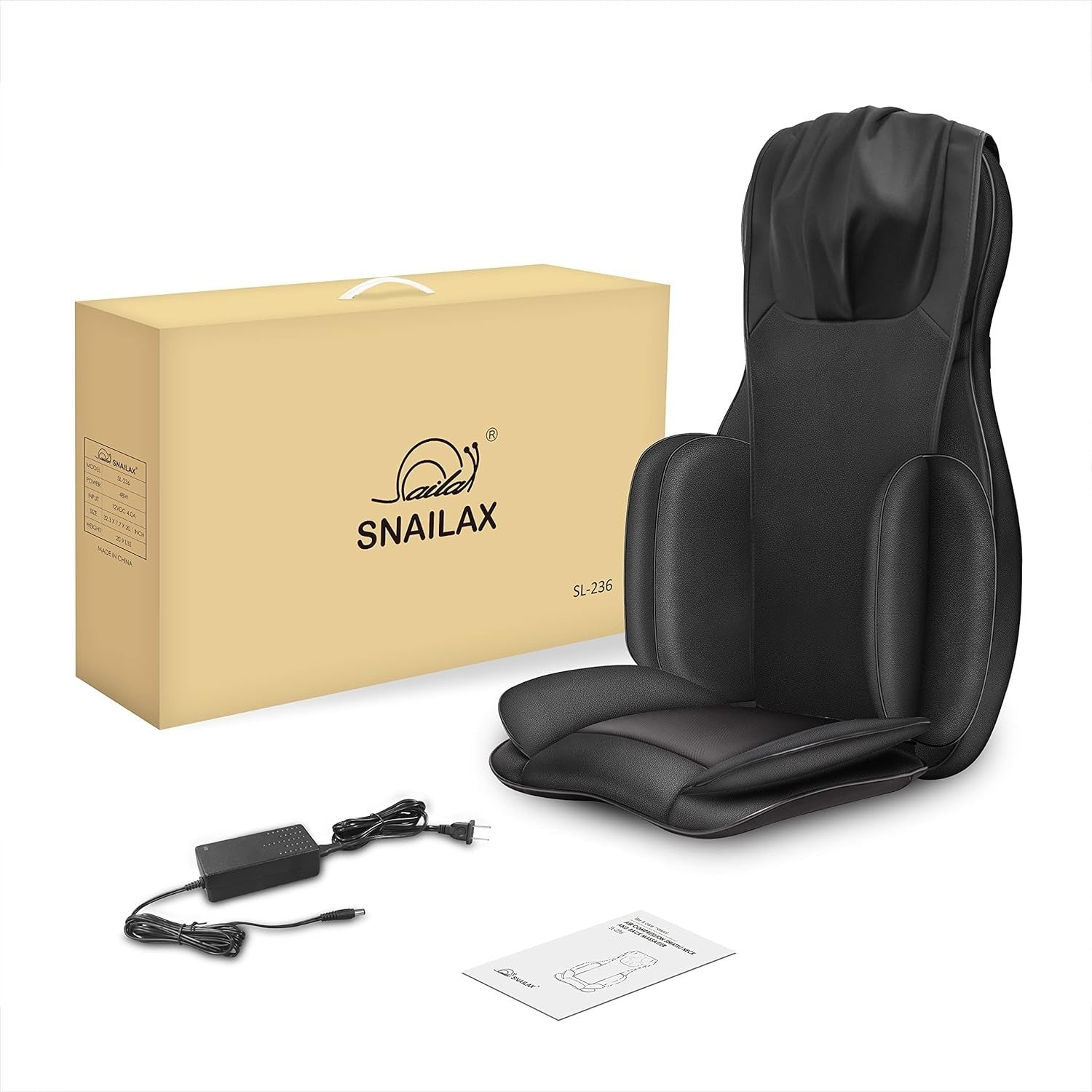 Shiatsu Heated Back Neck Massage Chair Pad with Compression & Remote