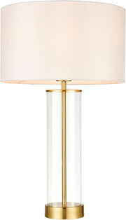 Dimmable Touch Table Lamp White Shade Glass Base Modern Bedside Lighting