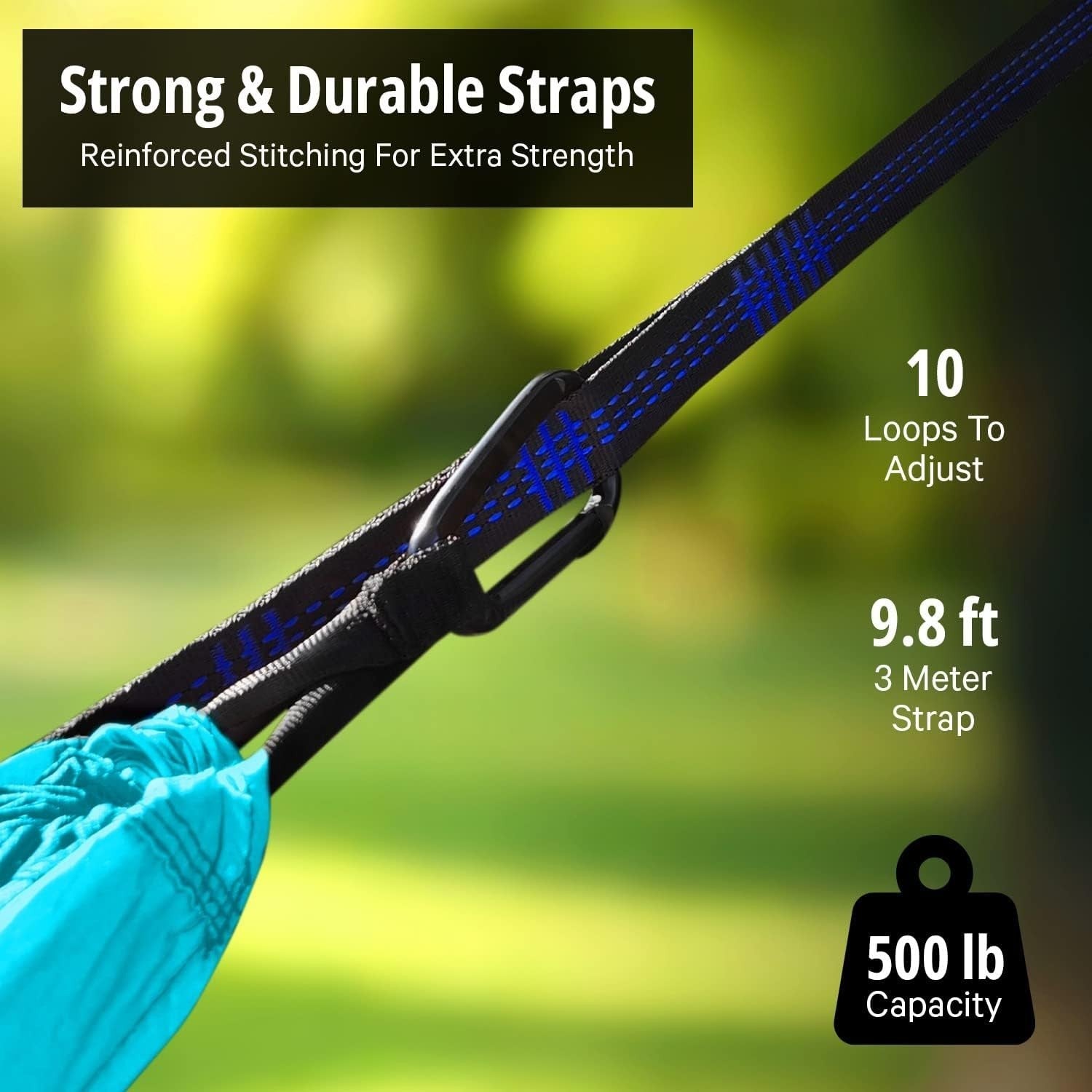 XL Double Camping Hammock | 120"x78" 500lb Nylon, Travel & Outdoor Ready