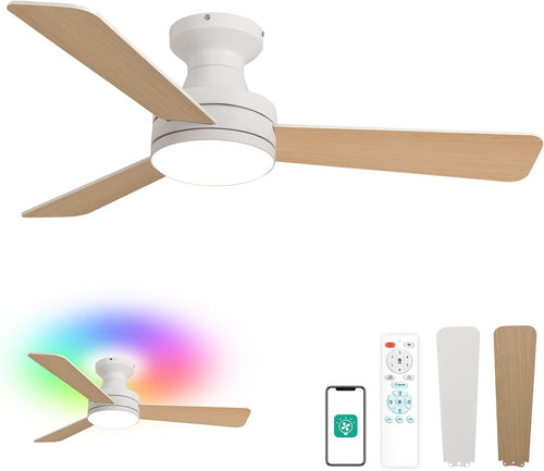 Orison 42"" Ceiling Fan with Lights, RGB Backlight, 6 Speeds, Dimmable, Remote