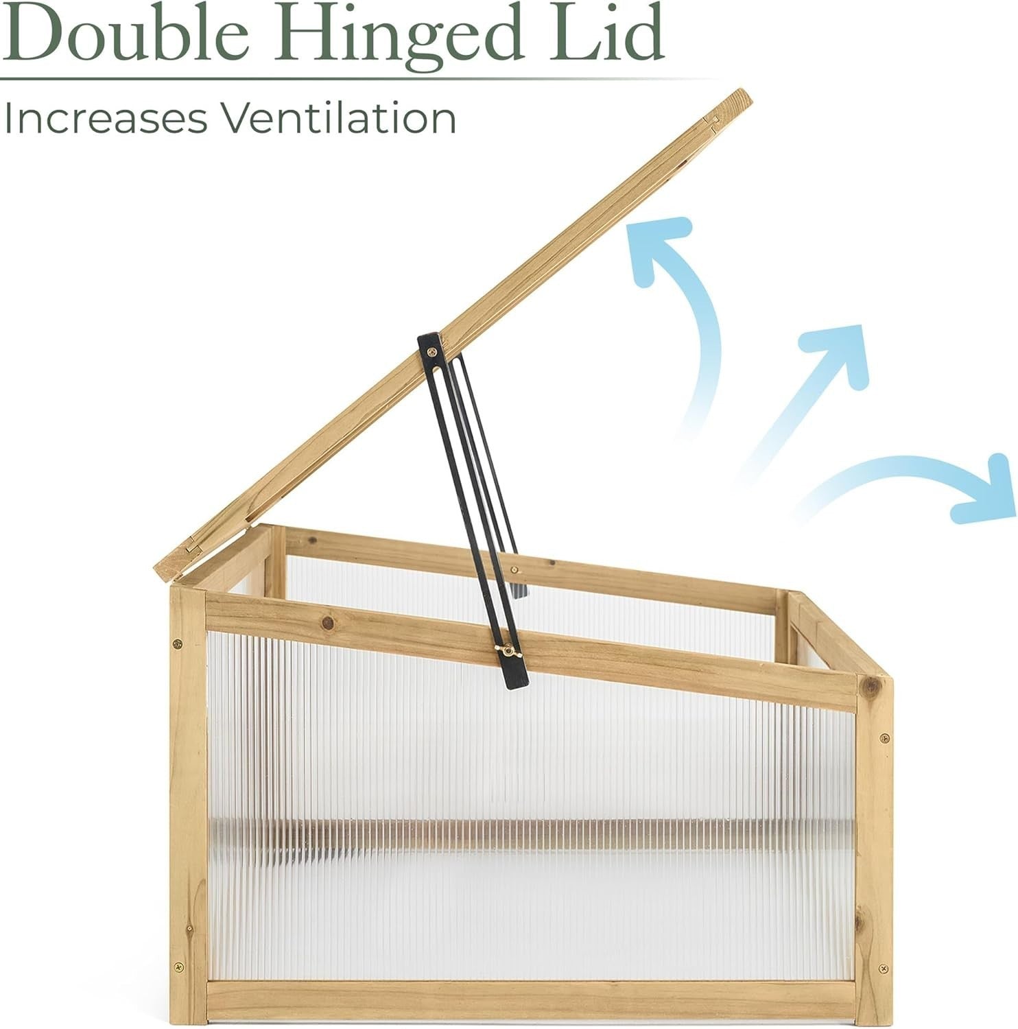 Raised Wooden Cold Frame Greenhouse 100x65x40cm Polycarbonate UV Panels