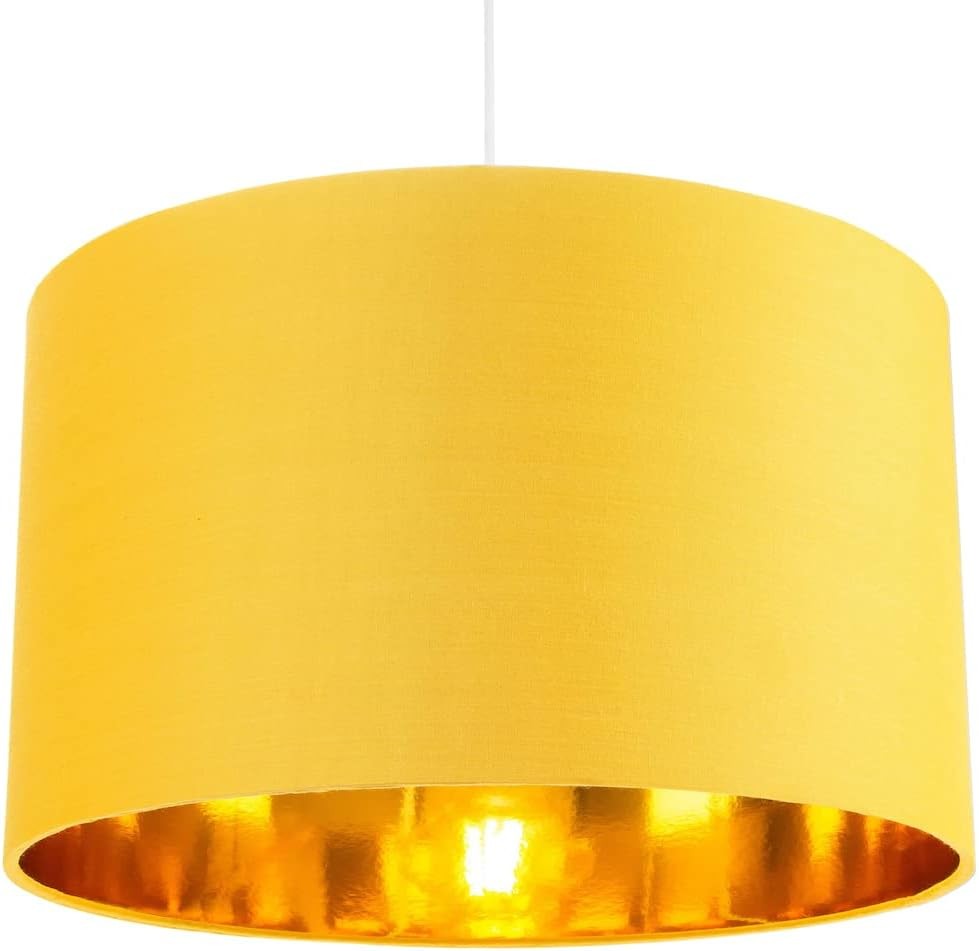 Ochre Drum Lamp Shade Gold Lined Modern Table Floor Pendant 14"