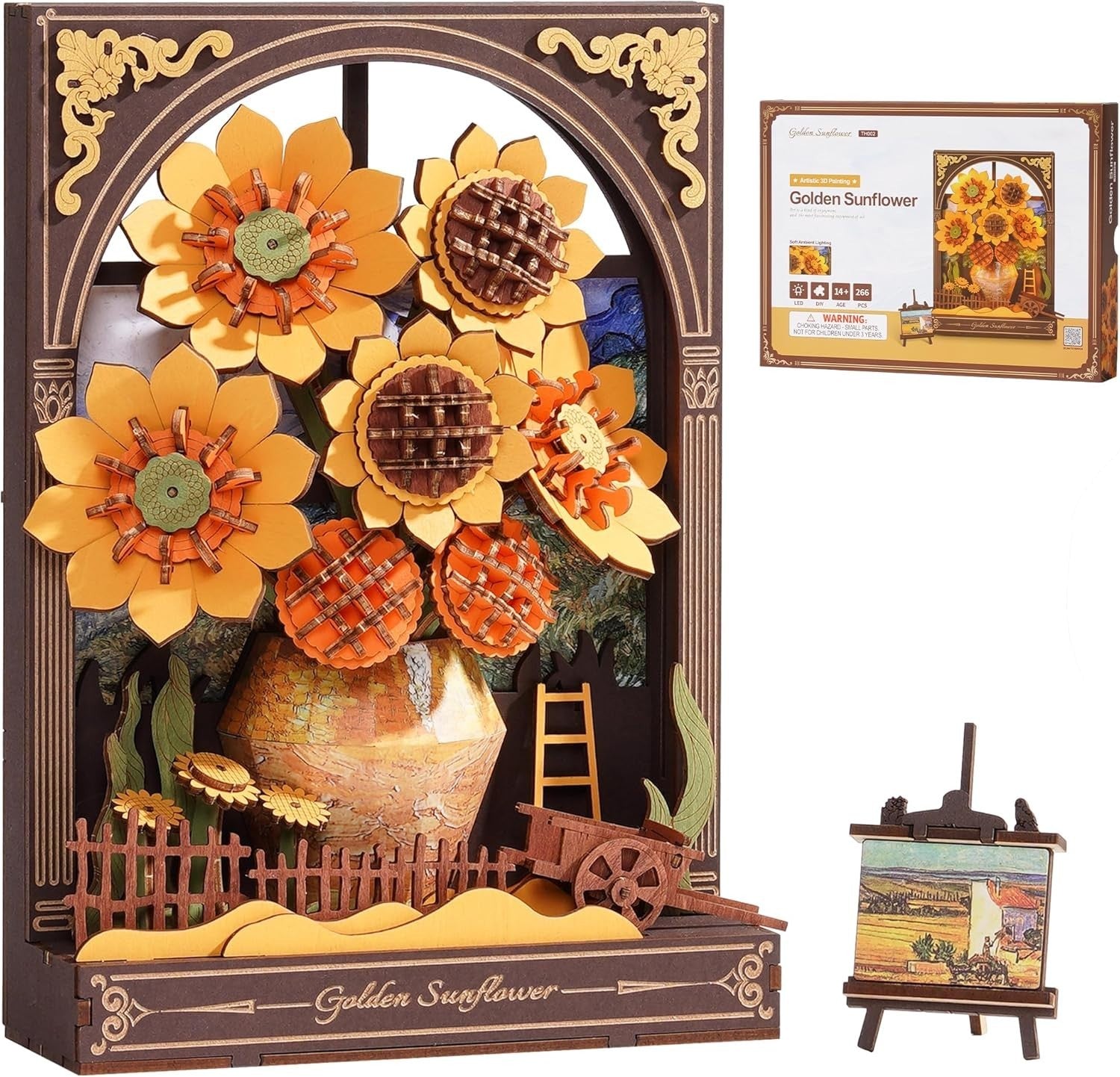 3D Wooden Sunflower Puzzle Kit Wall Art – DIY Floral Gift Decor Craft