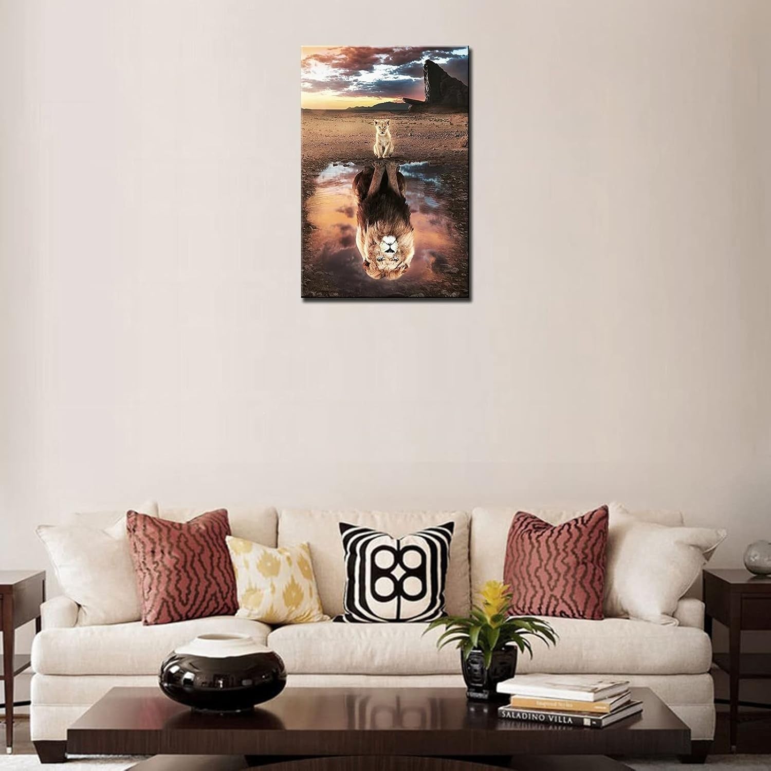 Lion Motivational Canvas Wall Art Black Gold Quote 16x24in