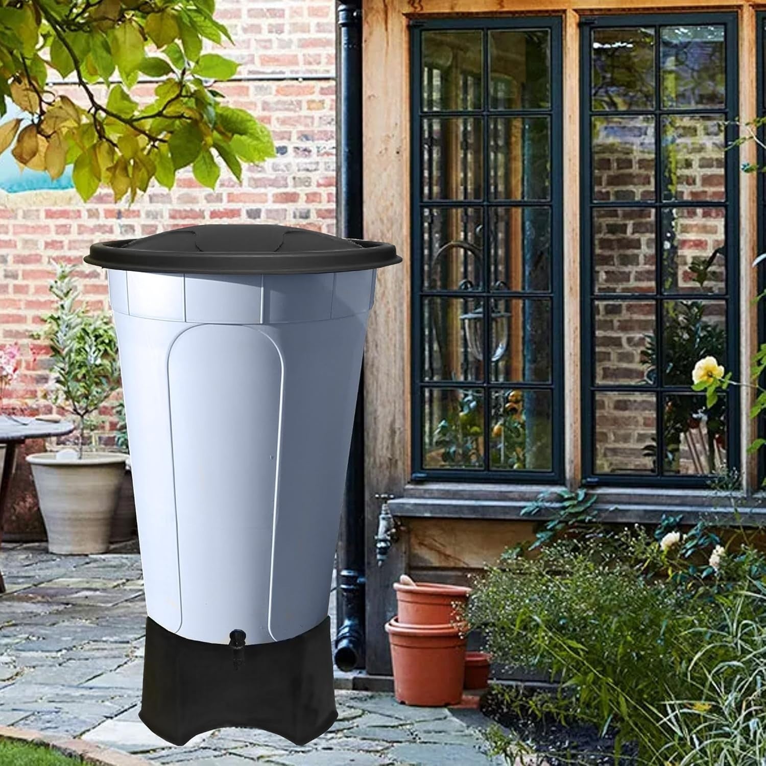 210L Garden Water Butt Kit With Tap & Stand Rain Collector Grey