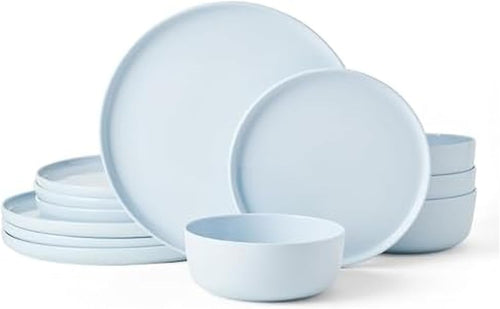 12pc Bone China Dinnerware Set Lightweight Plates Bowls Service for 4