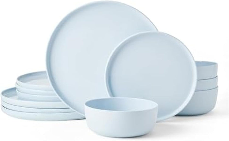 12pc Bone China Dinnerware Set Lightweight Plates Bowls Service for 4