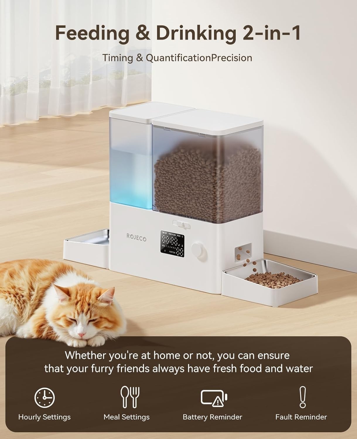 2 in 1 Automatic Cat Feeder Water Dispenser 8.5L Timer Pet Feeder