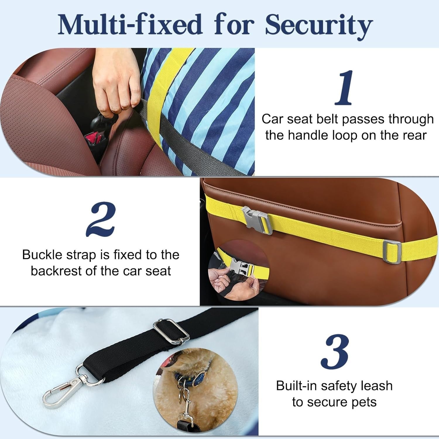 Extra Soft Dog Booster Car Seat Pet Travel Bed Safety Leash 25lbs