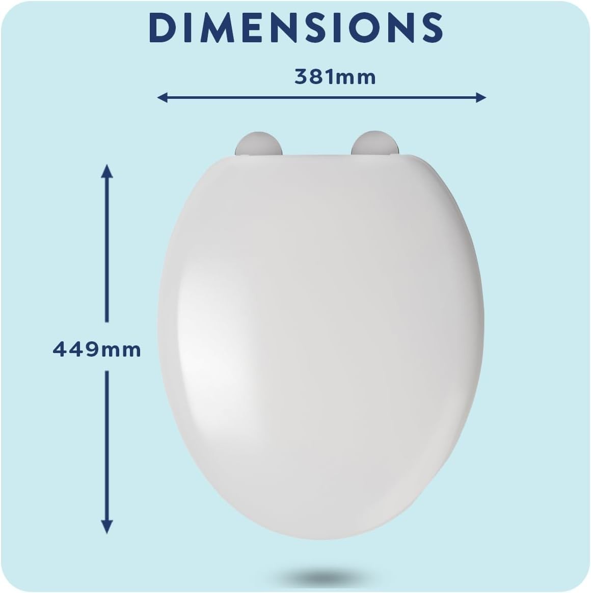 White Oval Toilet Seat Flexi-Fix Adjustable Hinges Antibacterial Durable
