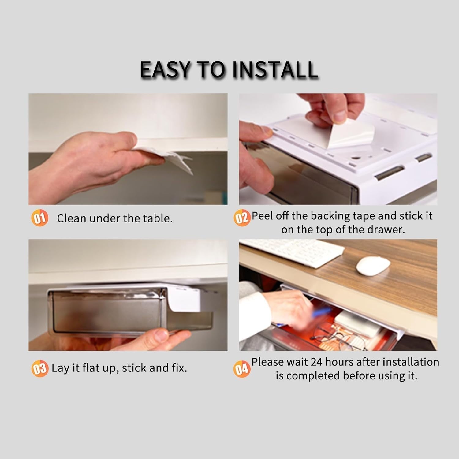 Under Desk Drawer Organizer 3-Pack | Slide-Out Storage for Office & Home
