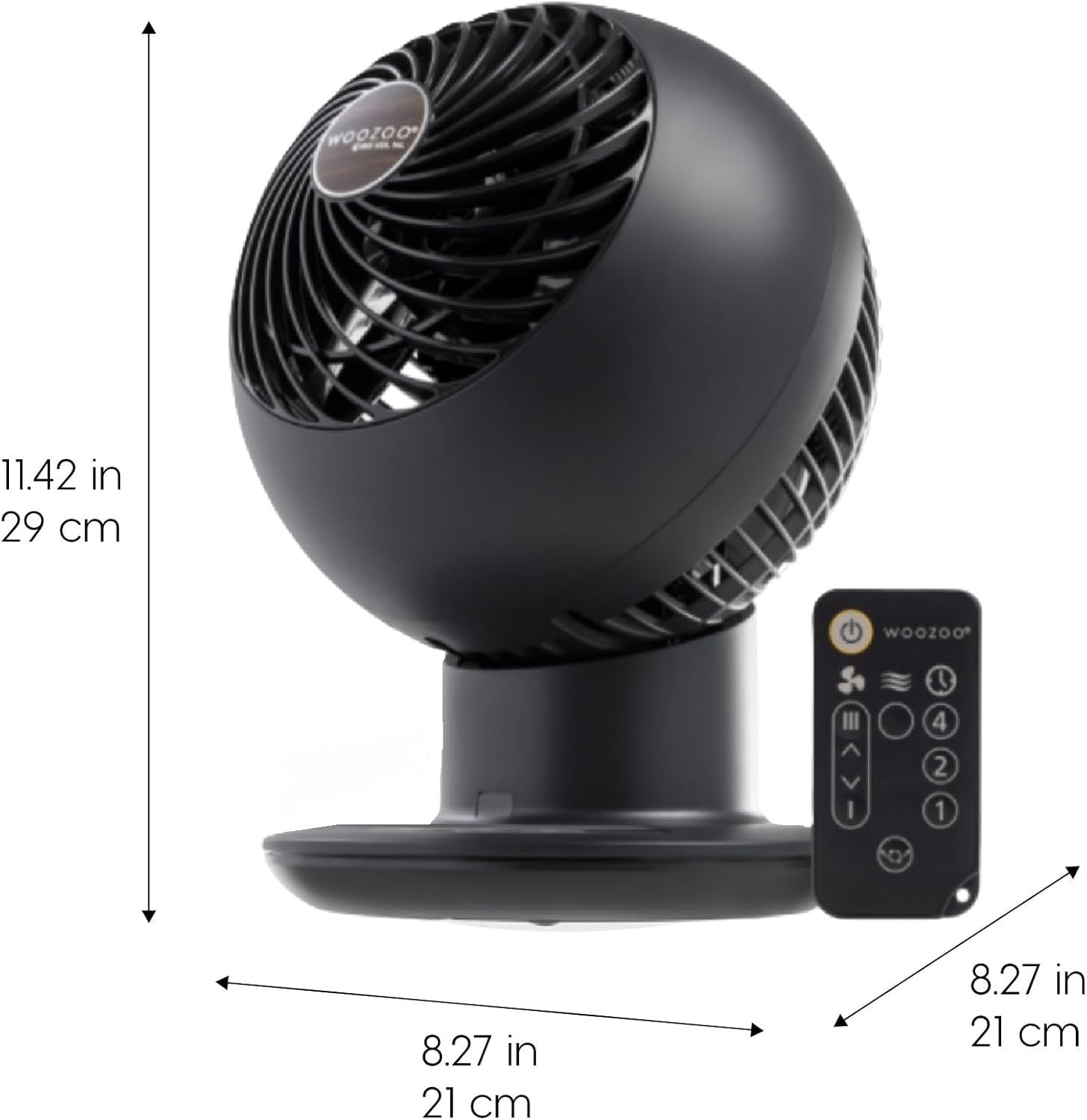 Oscillating Desk Fan w/ Remote – 5-Speed Quiet Air Circulator 90° Tilt Black