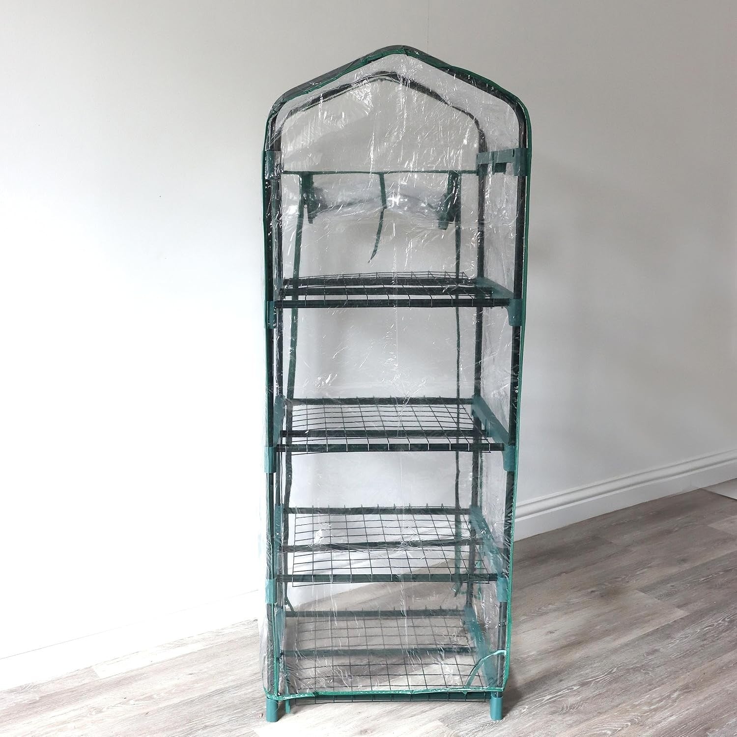 4 Tier Mini Greenhouse with Clear PVC Cover | Heavy Duty Steel Frame | Compact