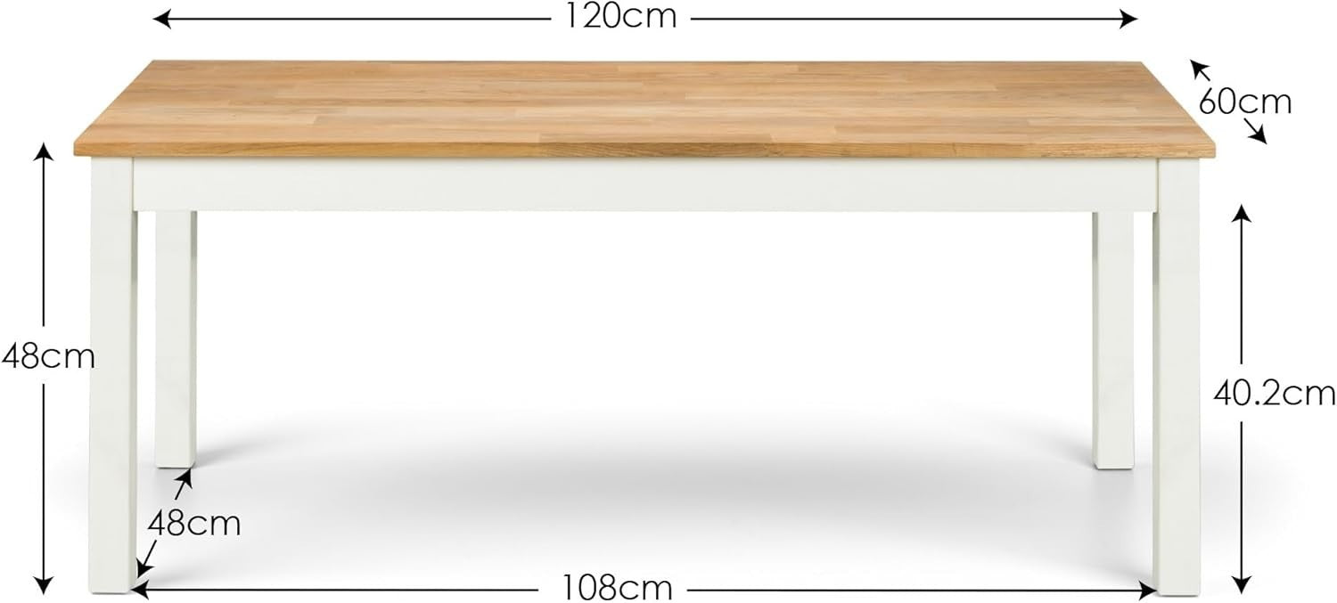 White & Oak Coffee Table 100x50x45cm Compact Stylish Durable Living Room
