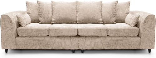 4 Seater Sofa Cream Chenille Modern Large Couch Comfortable Living Room Seating