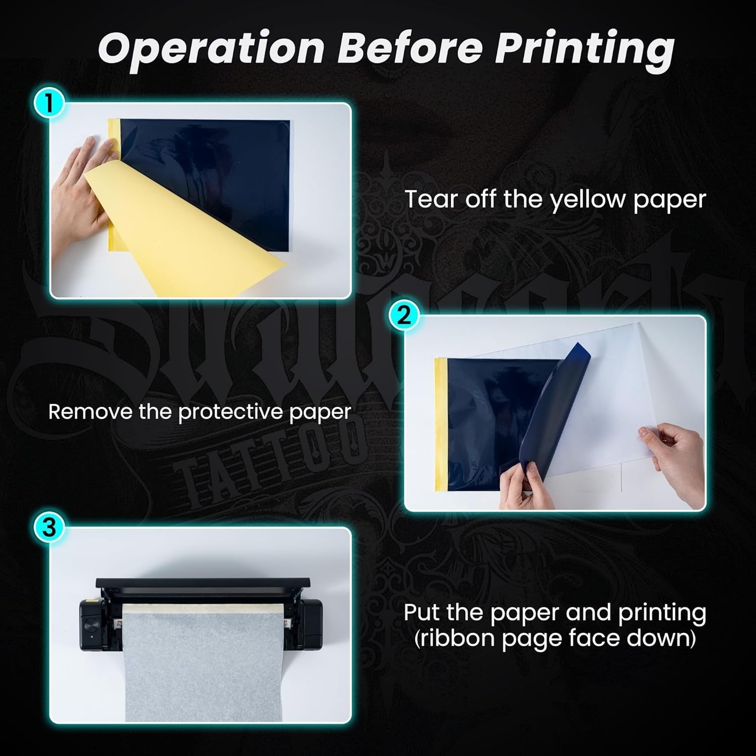 Portable Black A887 Tattoo Stencil Printer Wireless Thermal Transfer