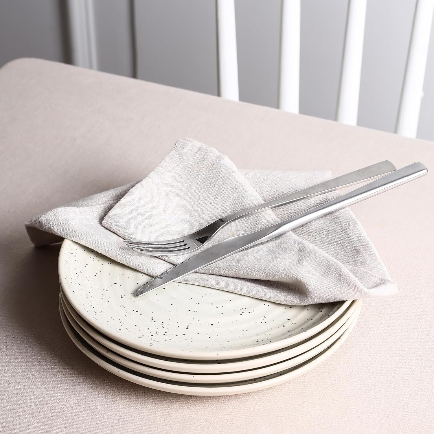 4pc Stoneware Salad Plates White Scratch Resistant Dishwasher Safe
