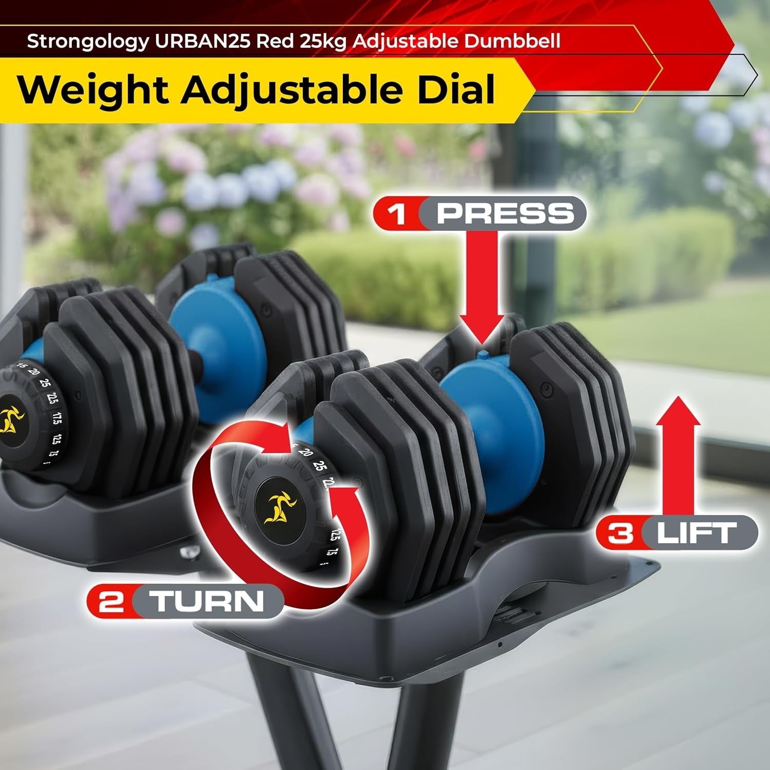 2.5–25KG Adjustable Smart Dumbbells Pair Dial System Home Gym Weights